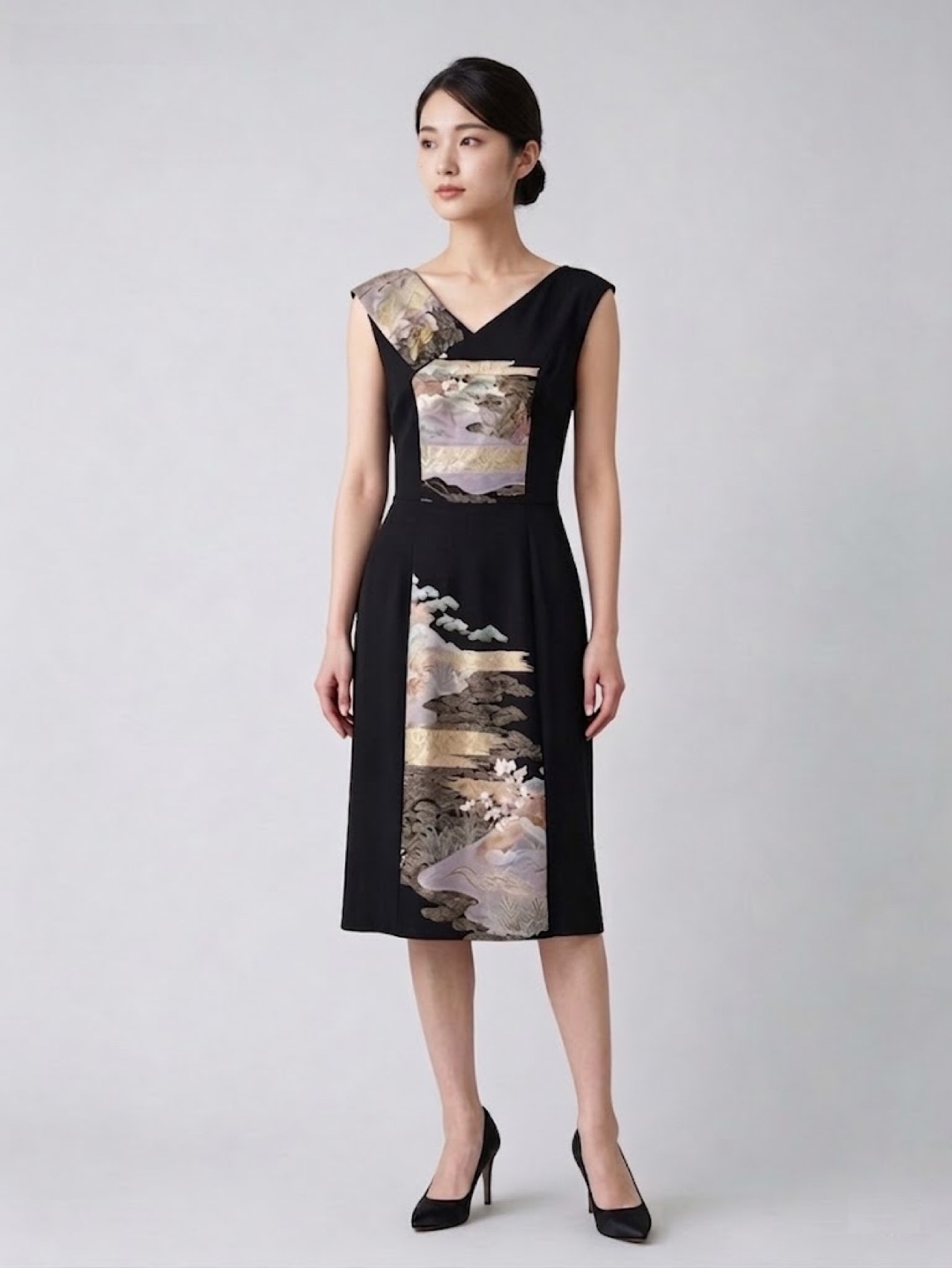 Marumi dress オリジナル着物リメイク  流麗なる和モダンの煌めき — Iラインドレス