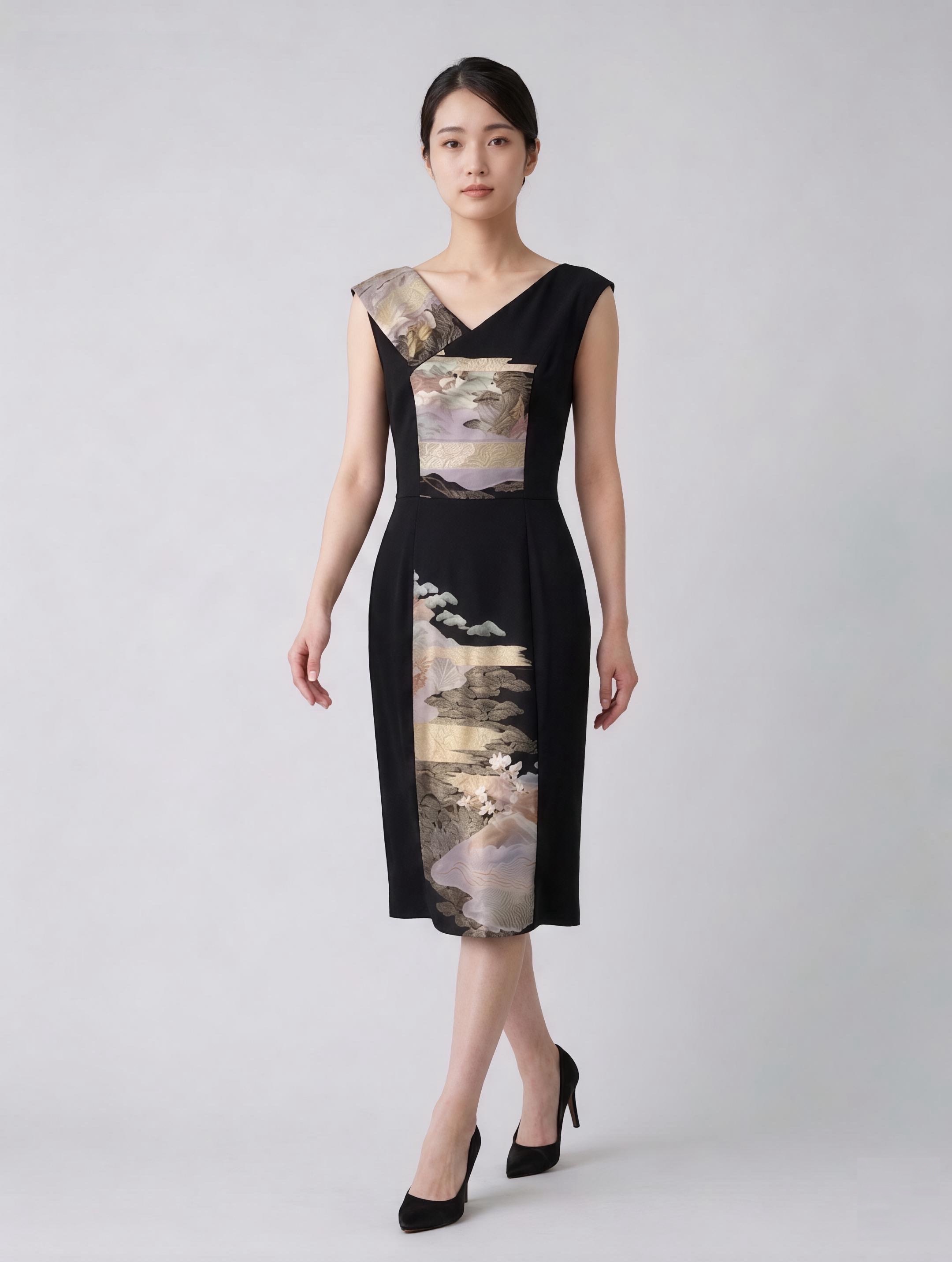 Marumi dress オリジナル着物リメイク  流麗なる和モダンの煌めき — Iラインドレス