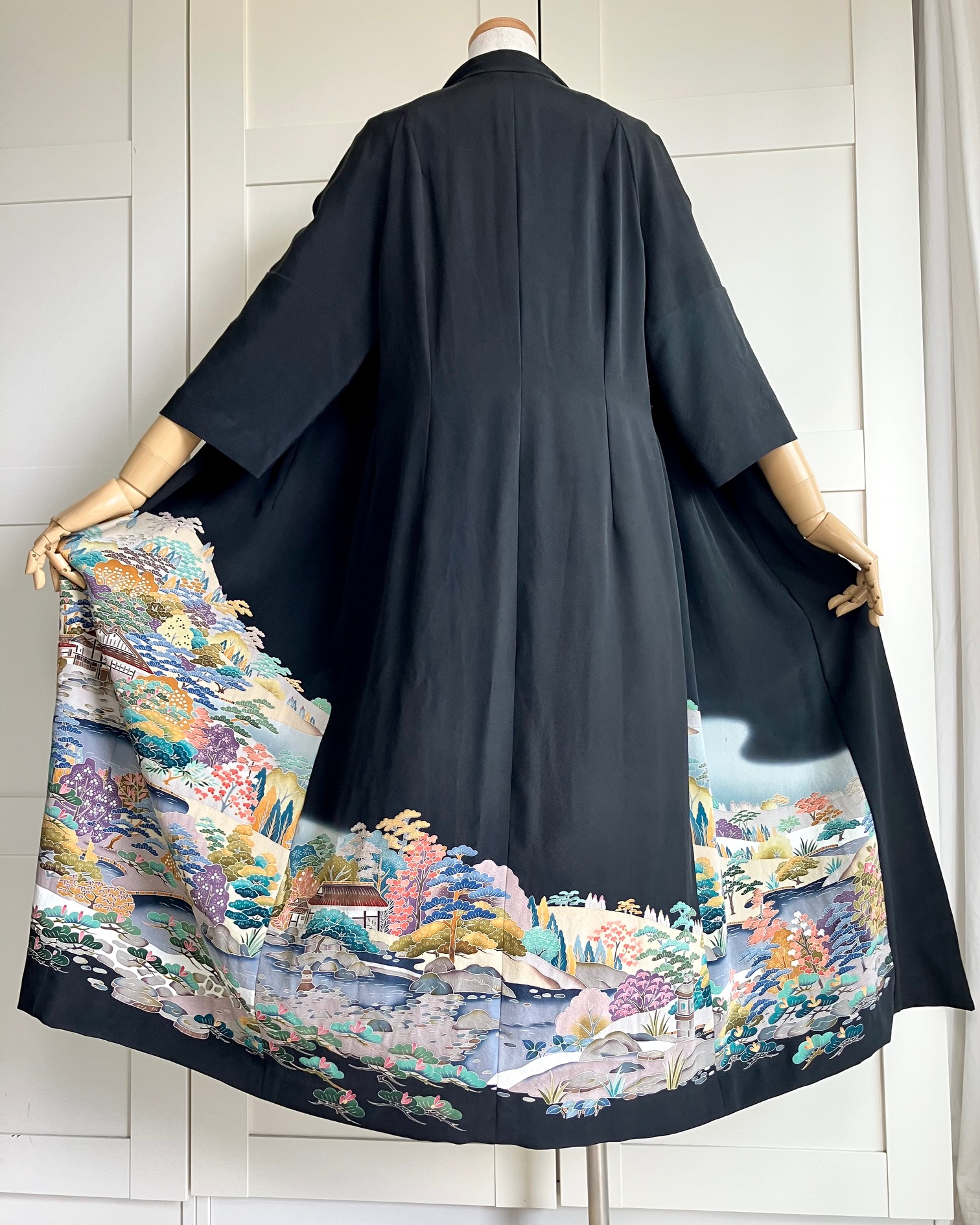 Marumi dress オリジナル着物リメイク  ラグラン袖ロングドレス
