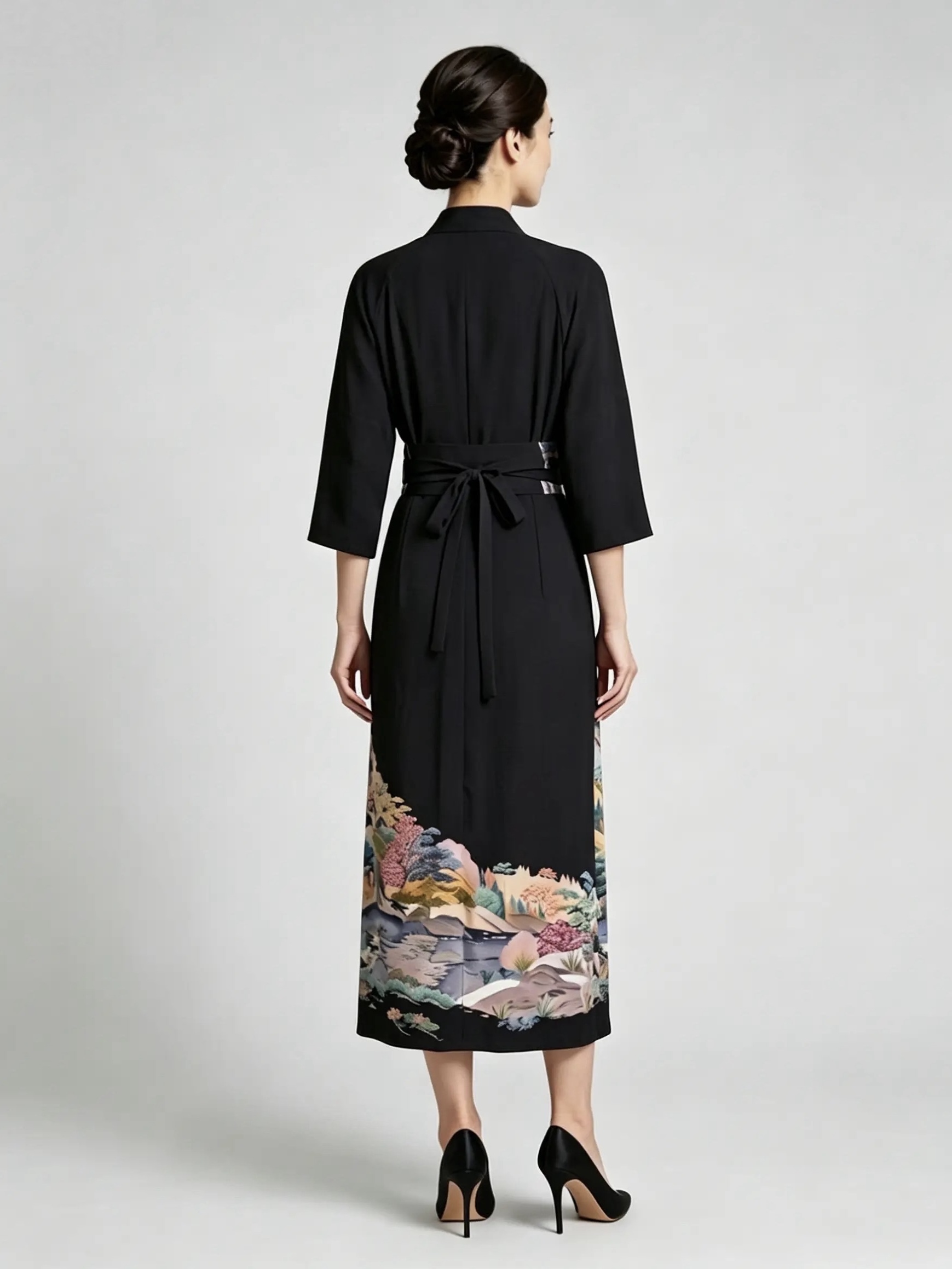Marumi dress オリジナル着物リメイク  ラグラン袖ロングドレス
